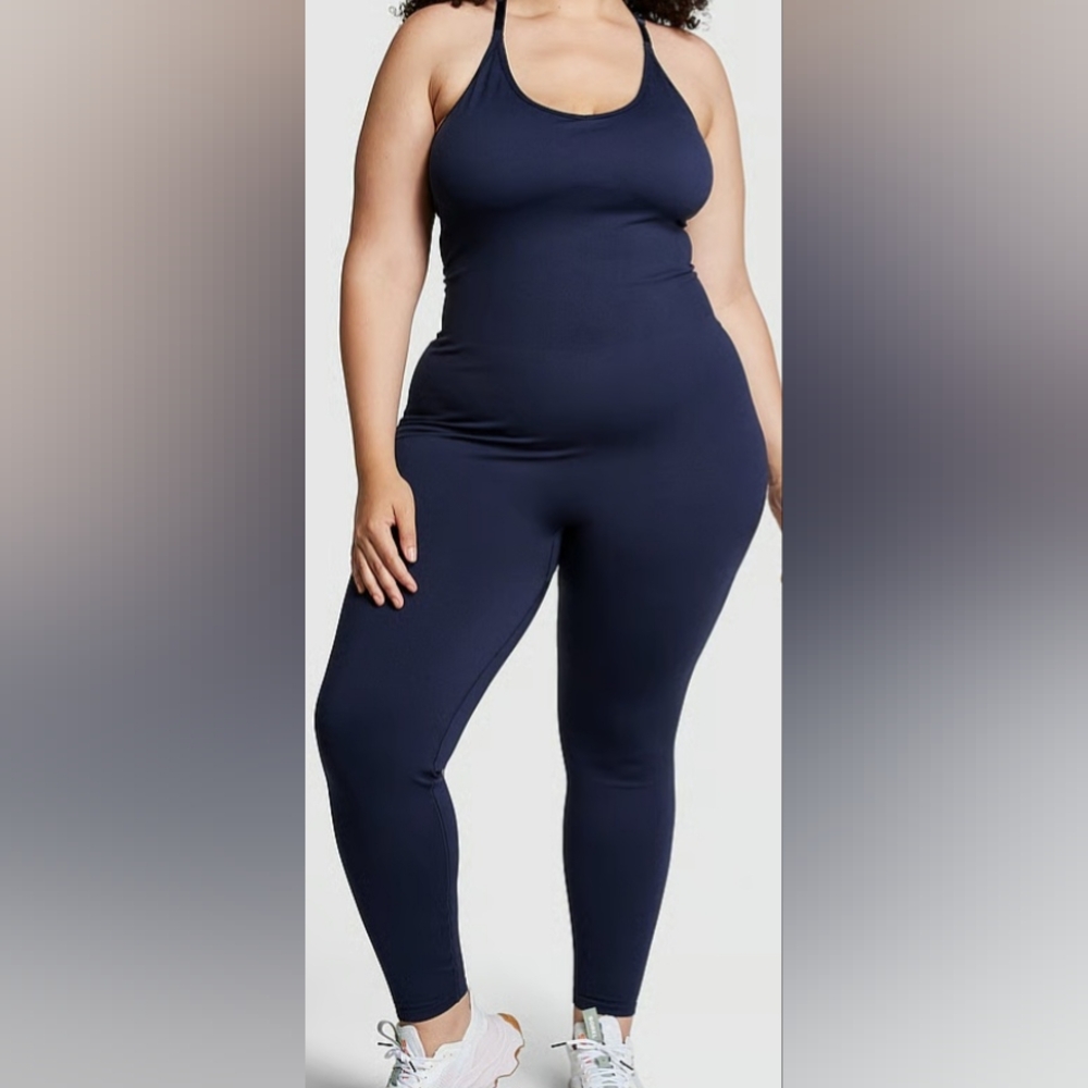 M XL XXL VS PINK Seamless Workout Onesie Navy